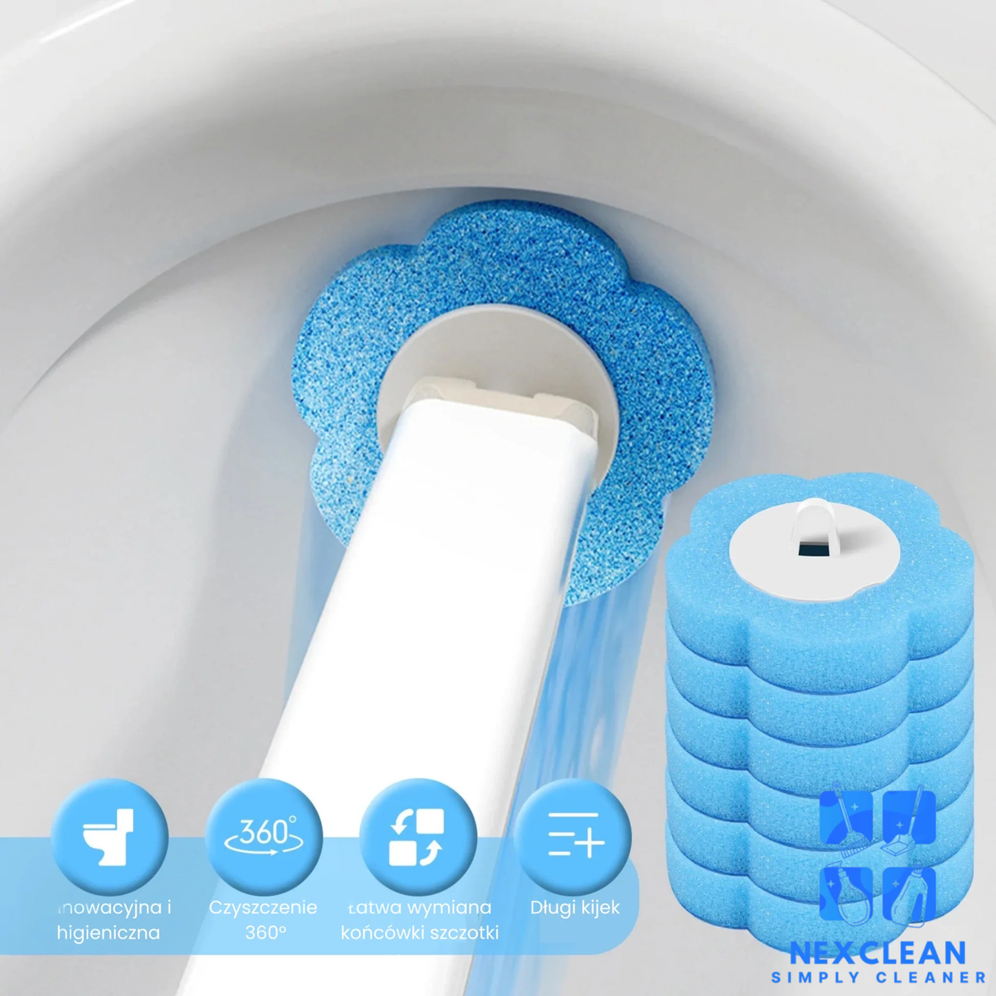 NexClean™ Innowacyjna szczotka z wymiennymi końcówkami do WC